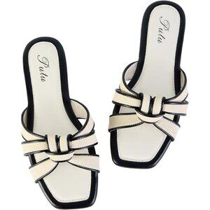 Women's Flat Sandals Square Toe Slide Sandals Braided Sandals for Vacation